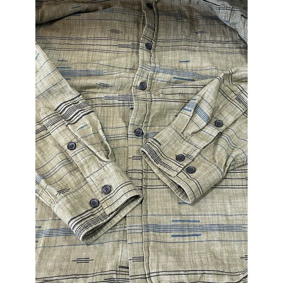 prAna Sz Tall Medium Slim Fit Organic Cotton Long Sleeve Green Button Down Shirt - Picture 7 of 13